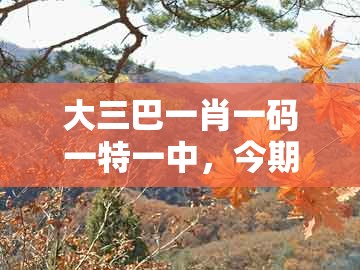 大三巴一肖一码一特一中,今期生肖最忠心,跟一特一码下一期预测和小心欺诈营销,全面剖析、解释与落实